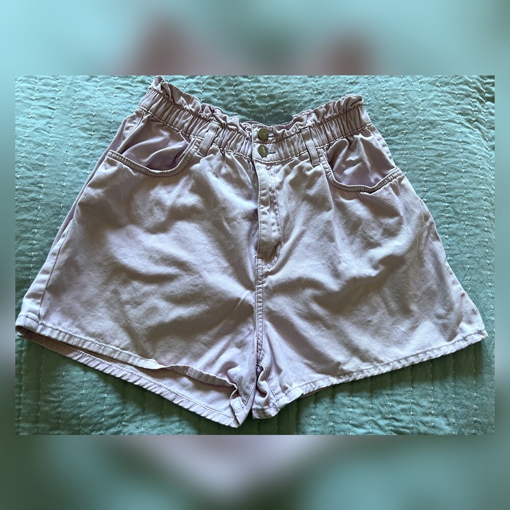 Sinsay Lilac Paperbag High Waist Denim Shorts EU 40